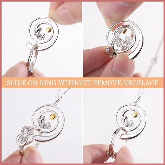 Mountain Moon Sterling Silver Ring Holder Necklace - Gender Neutral, NWOT - Picture 9 of 11